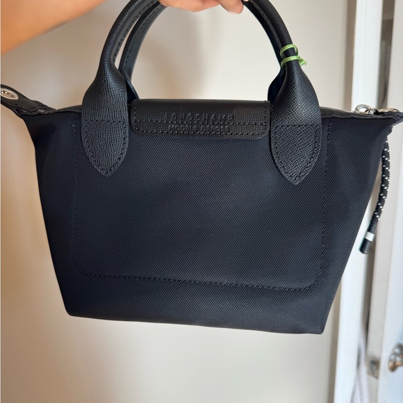 Long champ le pliage Black top handle small bag - Picture 2 of 10